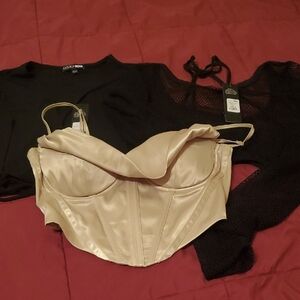 Fashion Nova Black Asymmetrical Crop Top